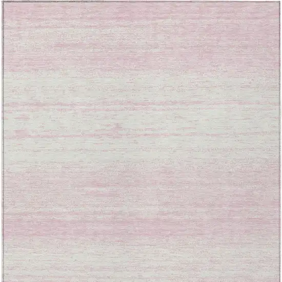 Pink And Ivory Striped Washable Indoor Outdoor Area Rug Photo 7