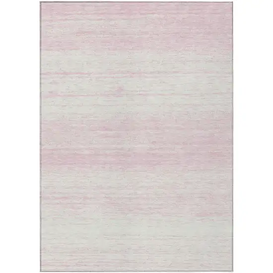 Pink And Ivory Striped Washable Indoor Outdoor Area Rug Photo 2
