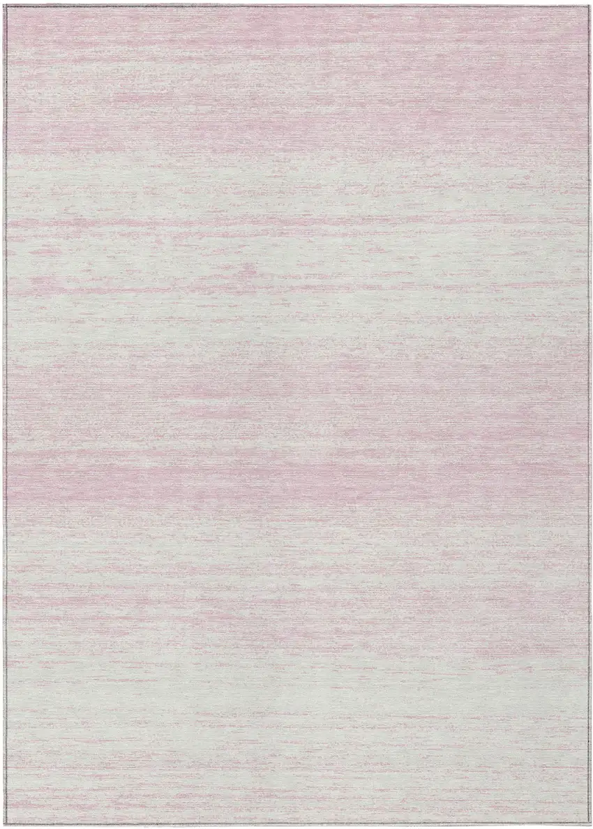 Pink And Ivory Striped Washable Indoor Outdoor Area Rug Photo 2