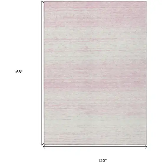 Pink And Ivory Striped Washable Indoor Outdoor Area Rug Photo 3