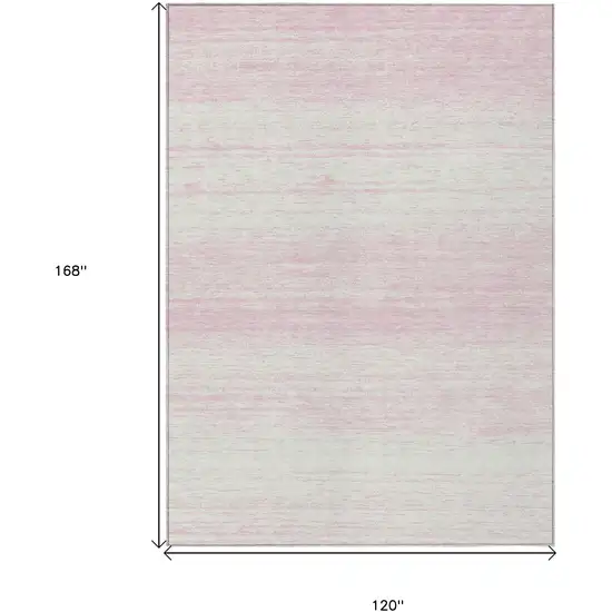 Pink And Ivory Striped Washable Indoor Outdoor Area Rug Photo 3