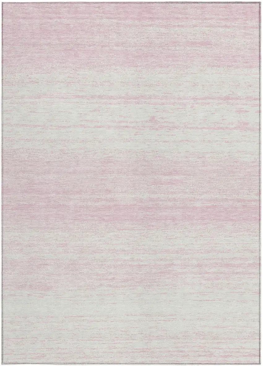 Pink And Ivory Striped Washable Indoor Outdoor Area Rug Photo 6