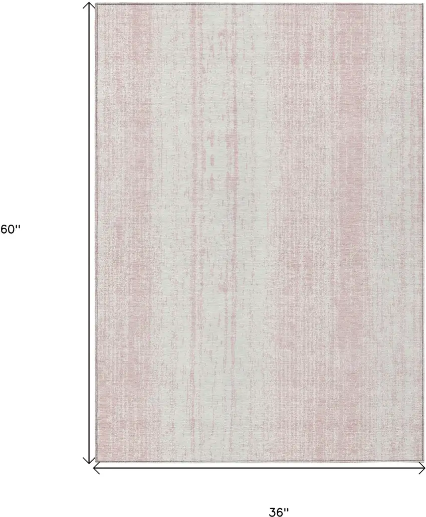 Pink And Ivory Striped Washable Indoor Outdoor Area Rug Photo 3