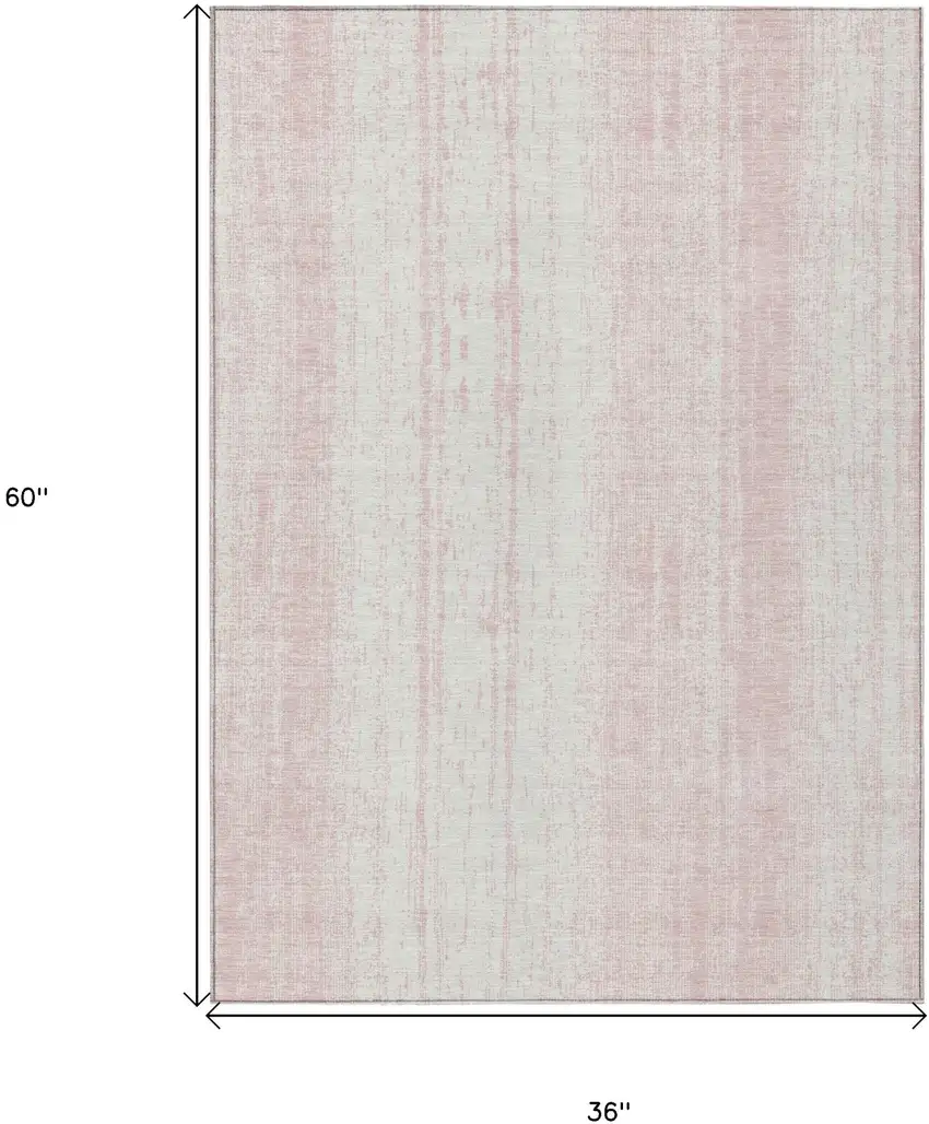 Pink And Ivory Striped Washable Indoor Outdoor Area Rug Photo 3