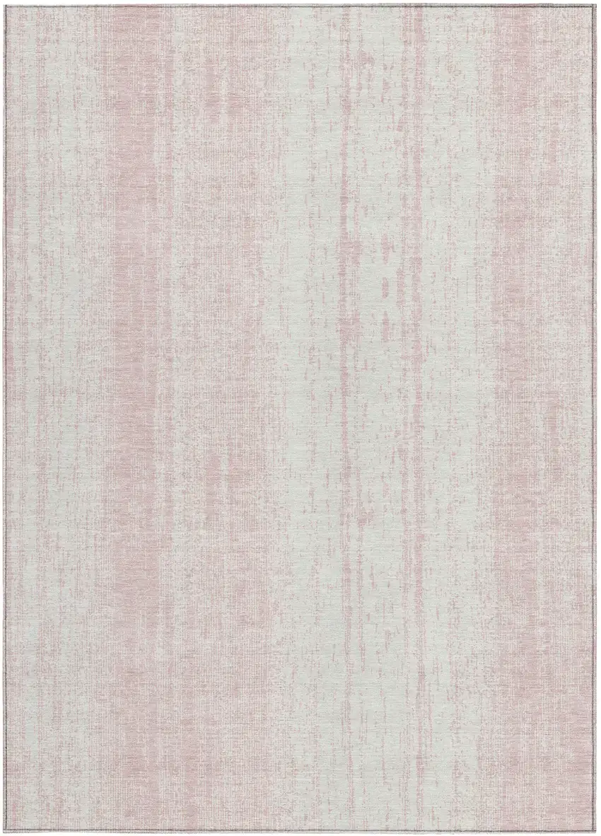 Pink And Ivory Striped Washable Indoor Outdoor Area Rug Photo 6