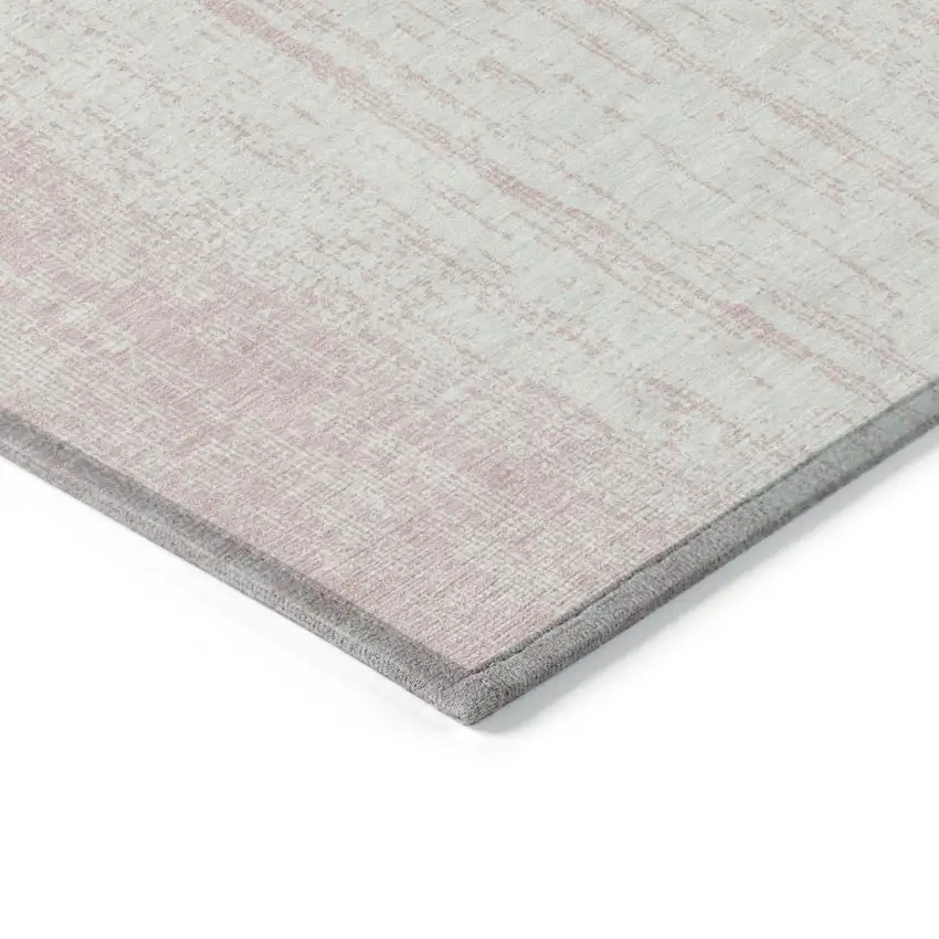 Pink And Ivory Striped Washable Indoor Outdoor Area Rug Photo 5