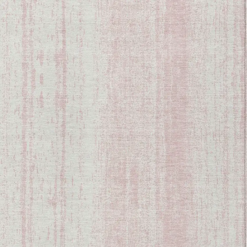 Pink And Ivory Striped Washable Indoor Outdoor Area Rug Photo 6