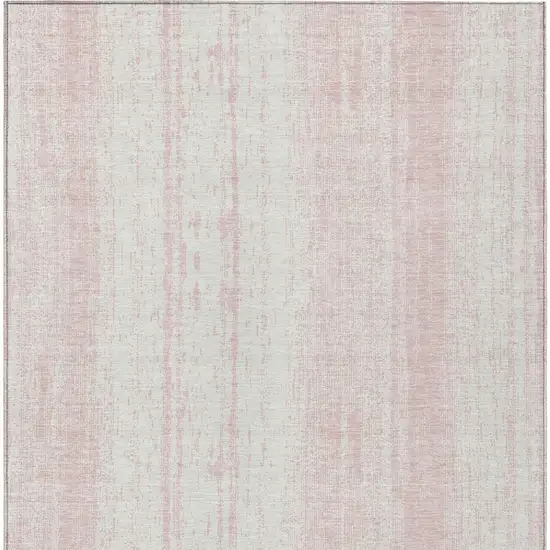 Pink And Ivory Striped Washable Indoor Outdoor Area Rug Photo 7