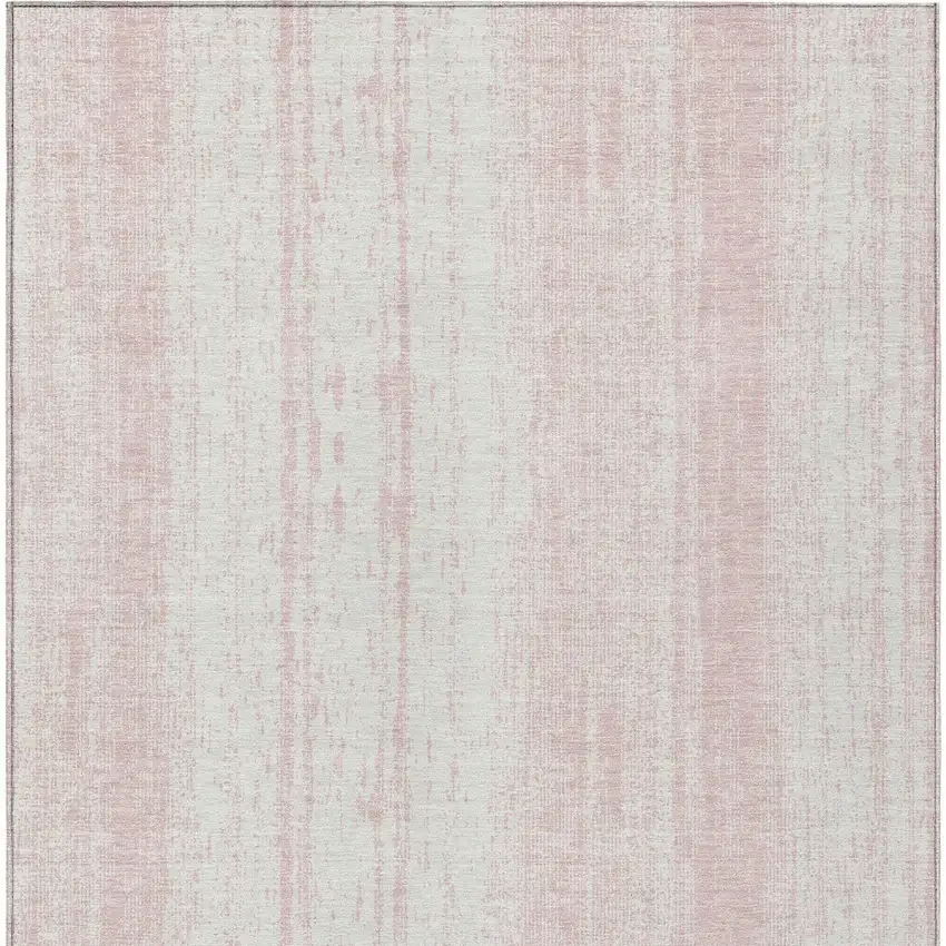 Pink And Ivory Striped Washable Indoor Outdoor Area Rug Photo 7
