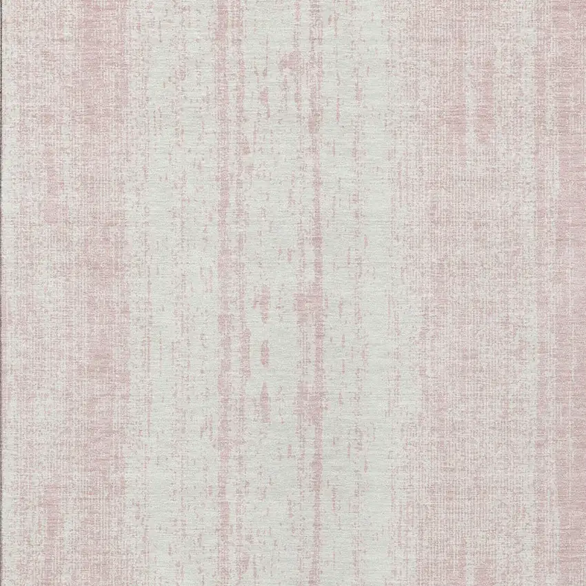 Pink And Ivory Striped Washable Indoor Outdoor Area Rug Photo 6
