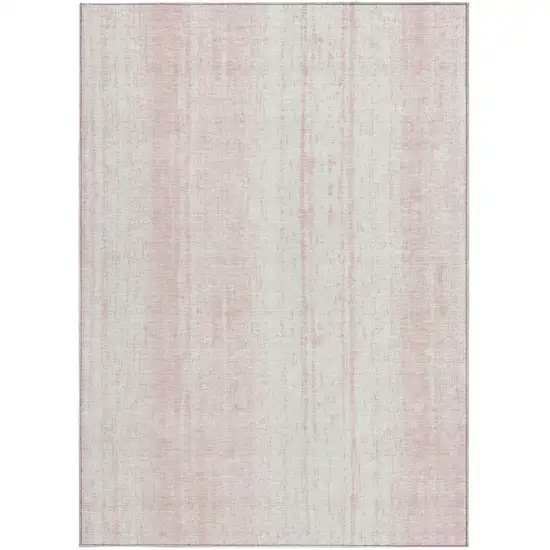 Pink And Ivory Striped Washable Indoor Outdoor Area Rug Photo 7