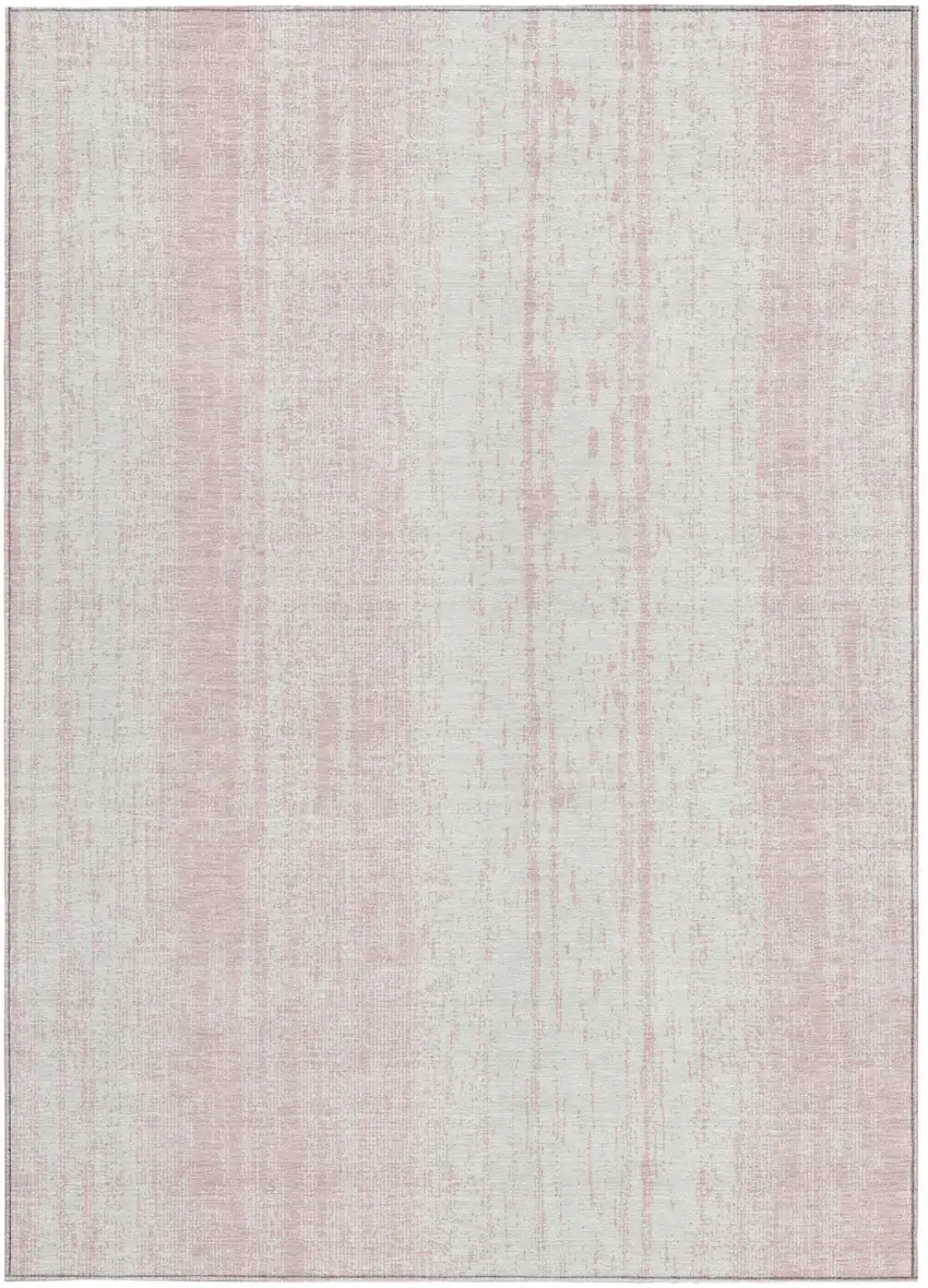 Pink And Ivory Striped Washable Indoor Outdoor Area Rug Photo 7