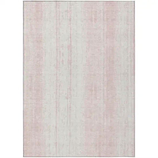 Pink And Ivory Striped Washable Indoor Outdoor Area Rug Photo 2