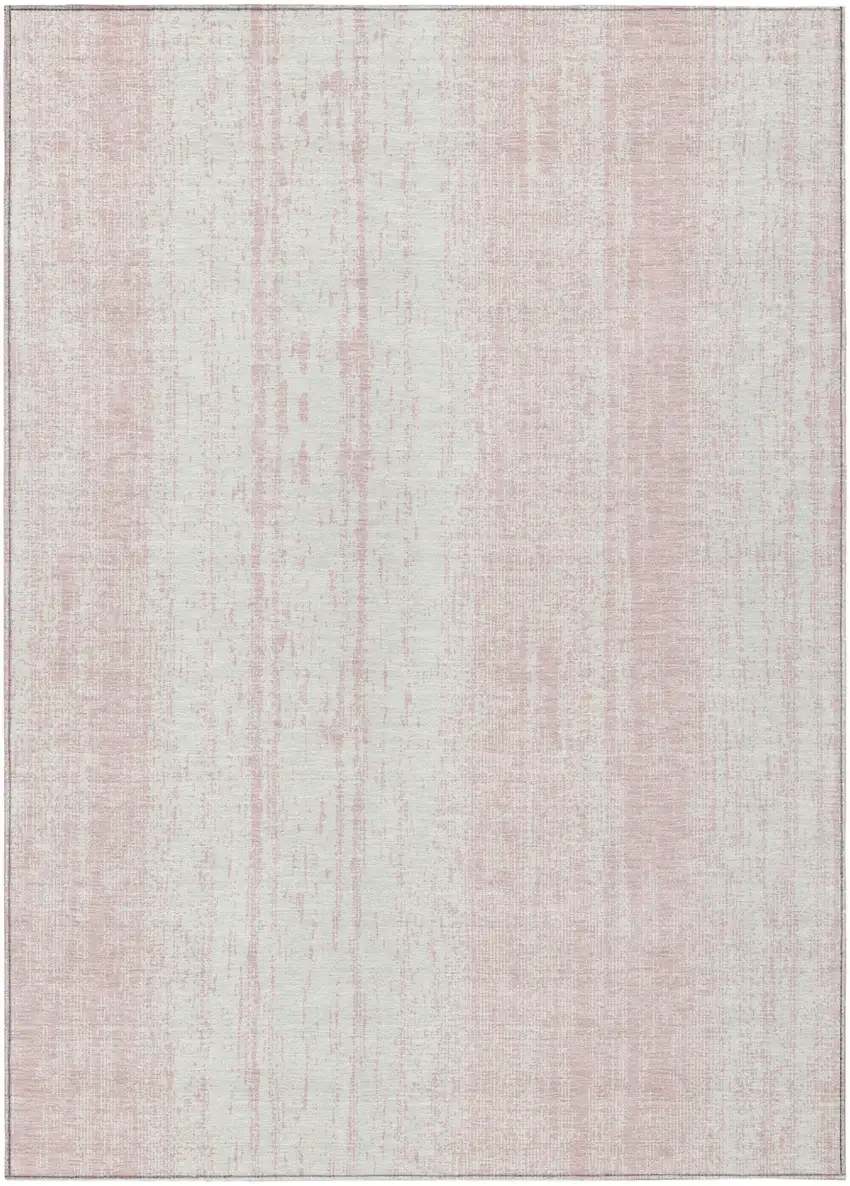Pink And Ivory Striped Washable Indoor Outdoor Area Rug Photo 2