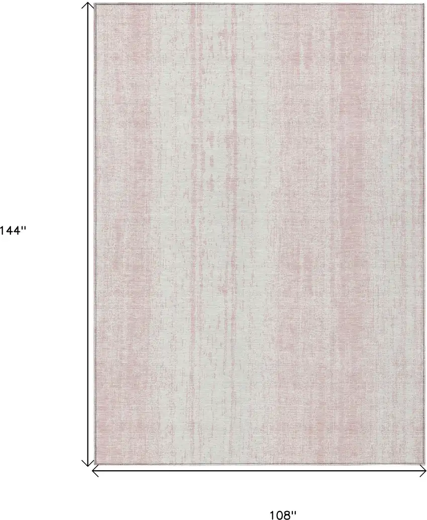 Pink And Ivory Striped Washable Indoor Outdoor Area Rug Photo 3
