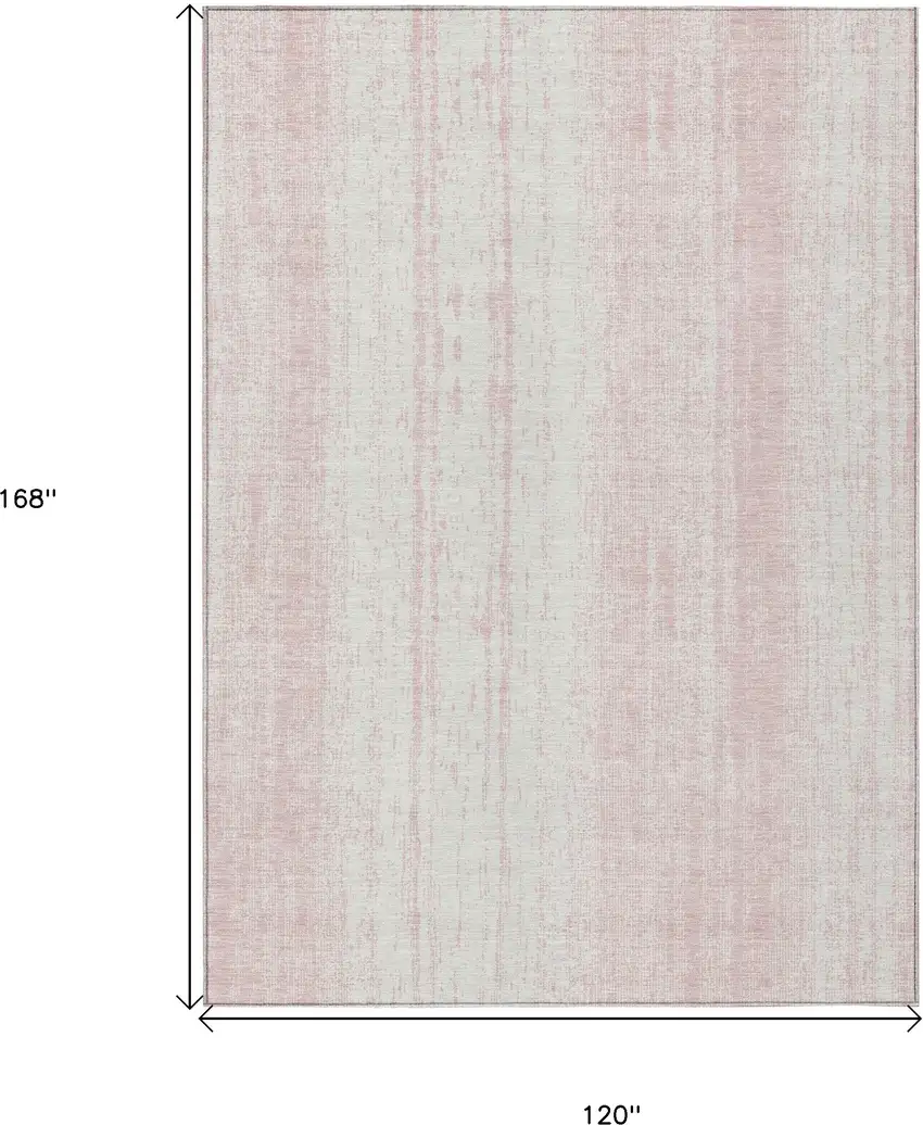 Pink And Ivory Striped Washable Indoor Outdoor Area Rug Photo 3