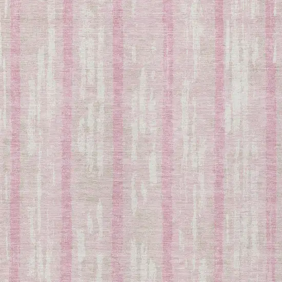 Pink And Ivory Striped Washable Indoor Outdoor Area Rug Photo 6