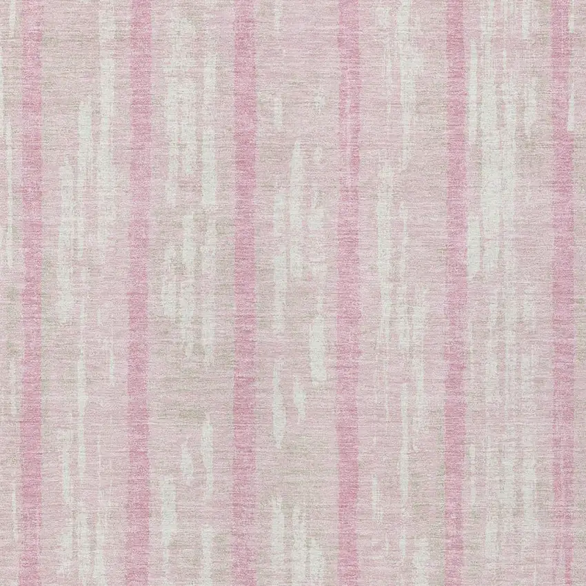 Pink And Ivory Striped Washable Indoor Outdoor Area Rug Photo 6
