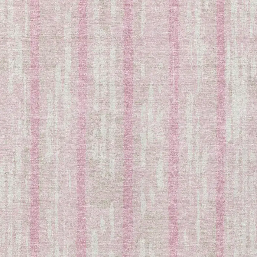 Pink And Ivory Striped Washable Indoor Outdoor Area Rug Photo 6