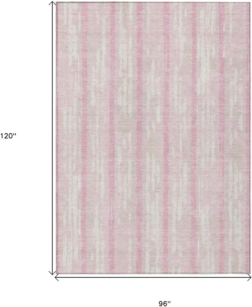 Pink And Ivory Striped Washable Indoor Outdoor Area Rug Photo 3