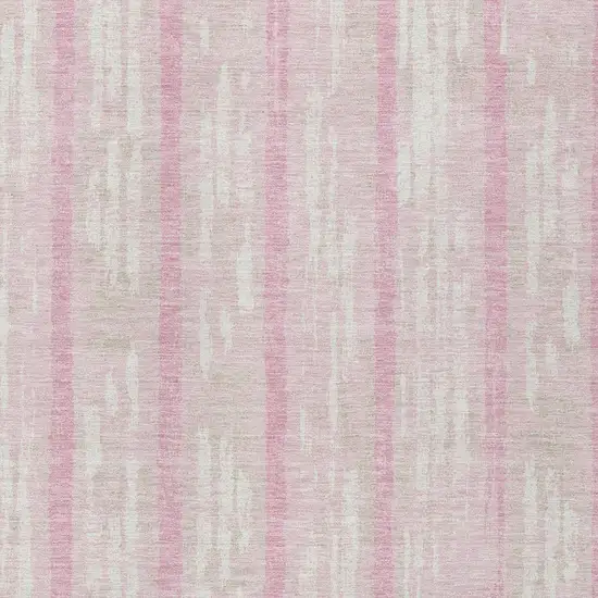 Pink And Ivory Striped Washable Indoor Outdoor Area Rug Photo 6