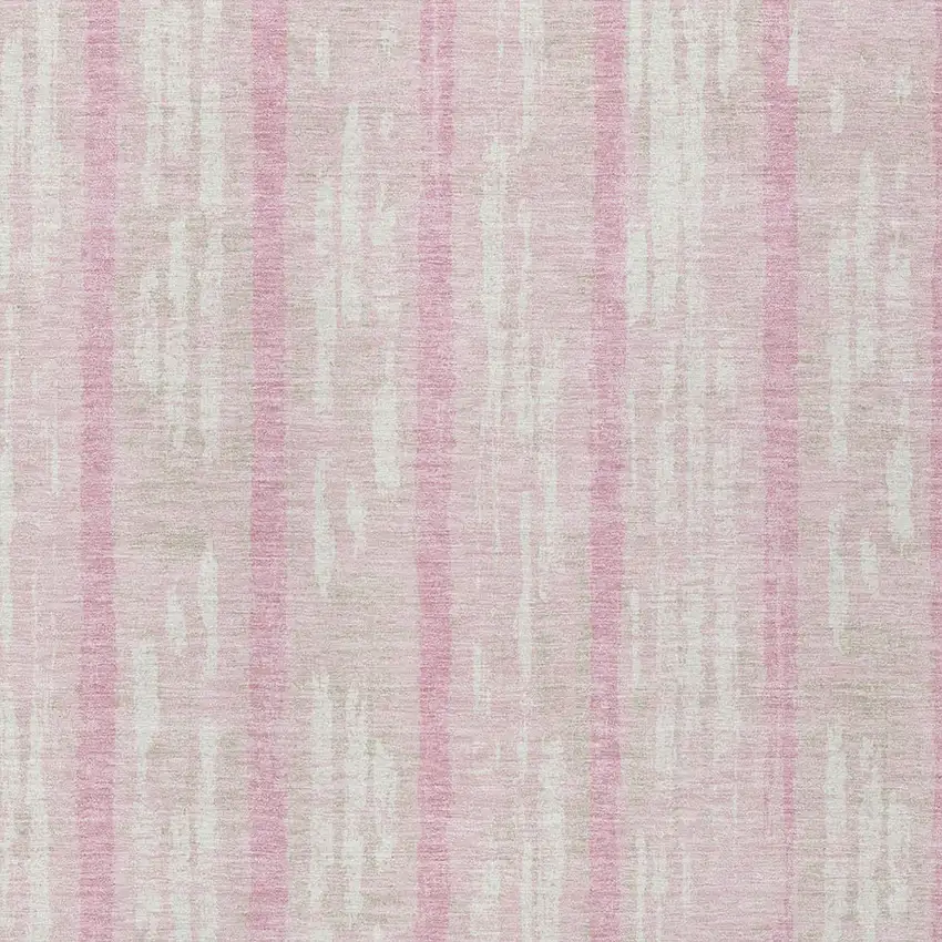 Pink And Ivory Striped Washable Indoor Outdoor Area Rug Photo 6