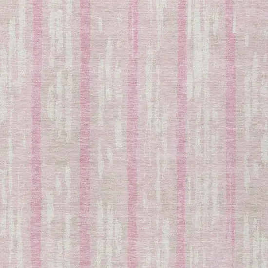 Pink And Ivory Striped Washable Indoor Outdoor Area Rug Photo 6