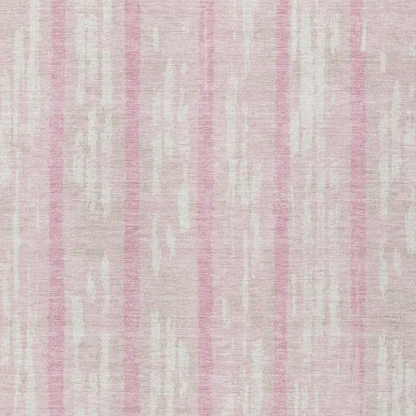Pink And Ivory Striped Washable Indoor Outdoor Area Rug Photo 6