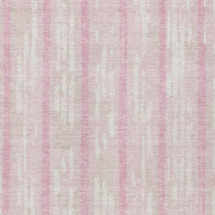 Pink And Ivory Striped Washable Indoor Outdoor Area Rug Photo 6
