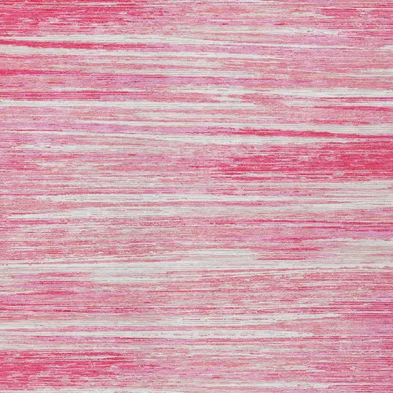 Pink And Ivory Striped Washable Indoor Outdoor Area Rug Photo 6