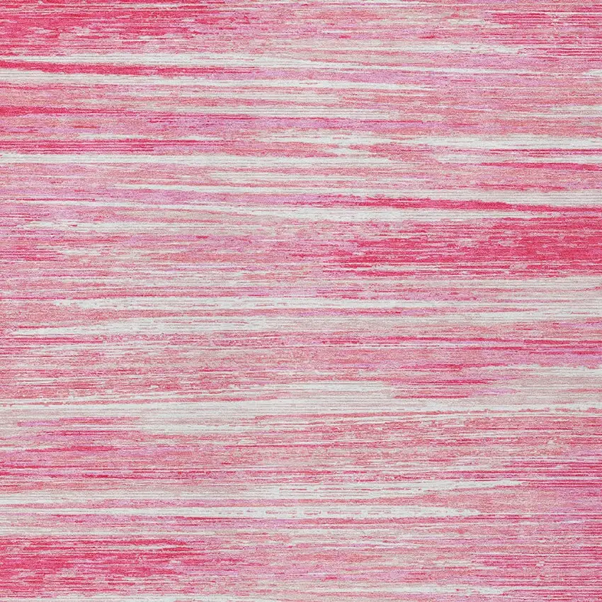 Pink And Ivory Striped Washable Indoor Outdoor Area Rug Photo 6