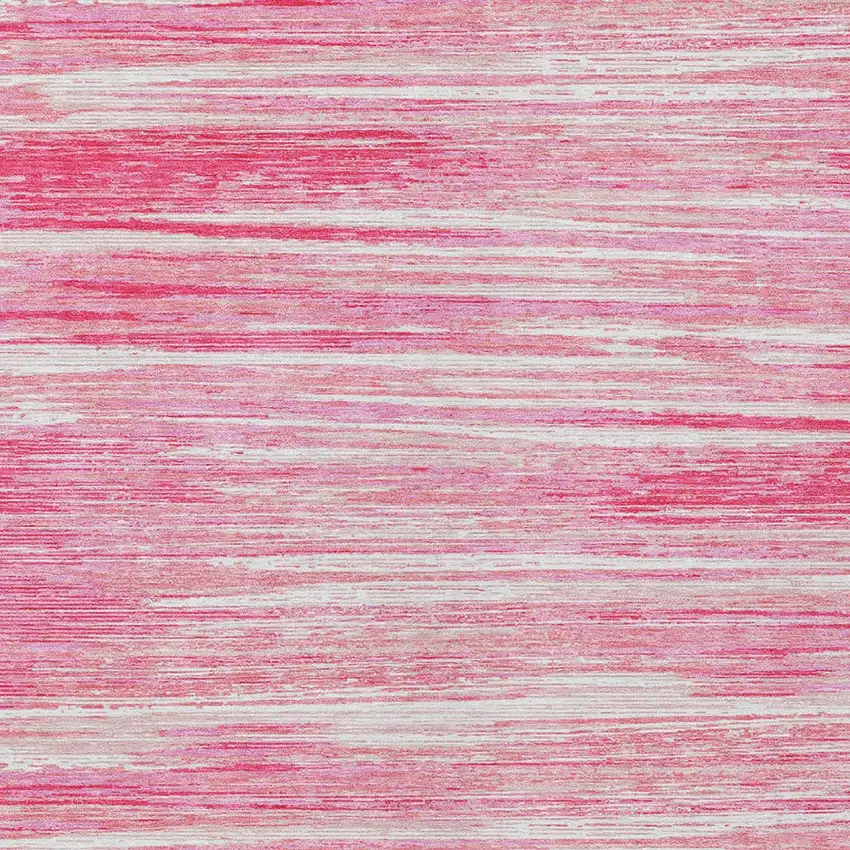 Pink And Ivory Striped Washable Indoor Outdoor Area Rug Photo 6