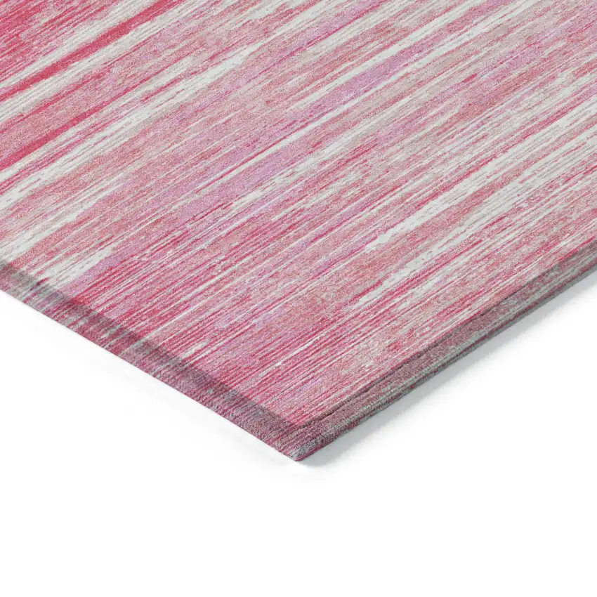 Pink And Ivory Striped Washable Indoor Outdoor Area Rug Photo 5