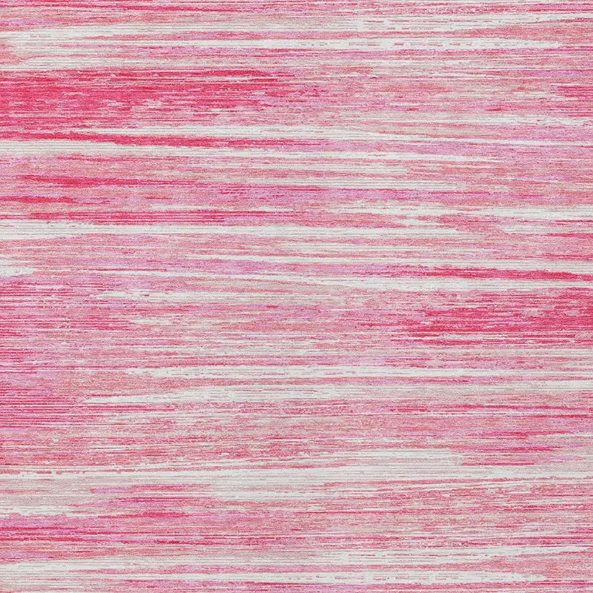 Pink And Ivory Striped Washable Indoor Outdoor Area Rug Photo 6
