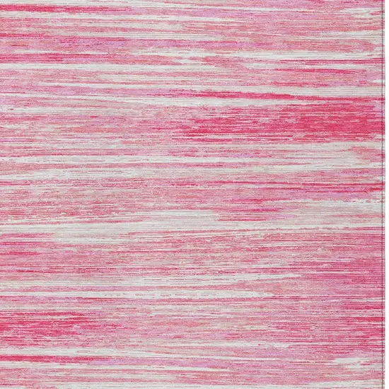 Pink And Ivory Striped Washable Indoor Outdoor Area Rug Photo 6