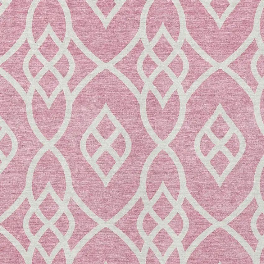 Pink And Ivory Trellis Washable Indoor Outdoor Area Rug Photo 6