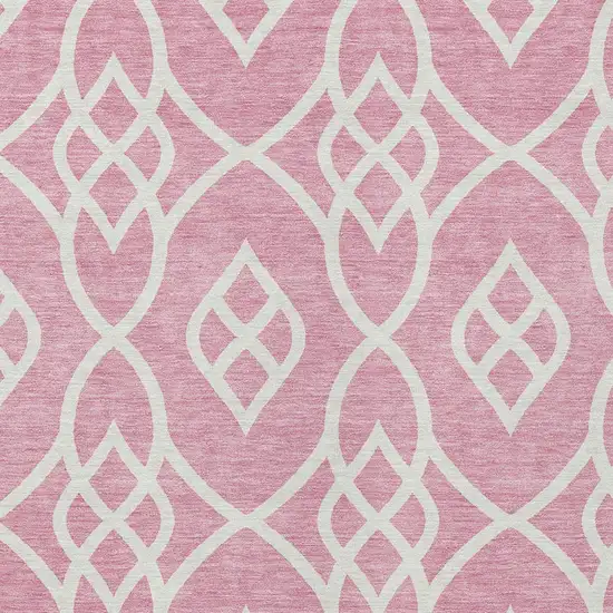 Pink And Ivory Trellis Washable Indoor Outdoor Area Rug Photo 6