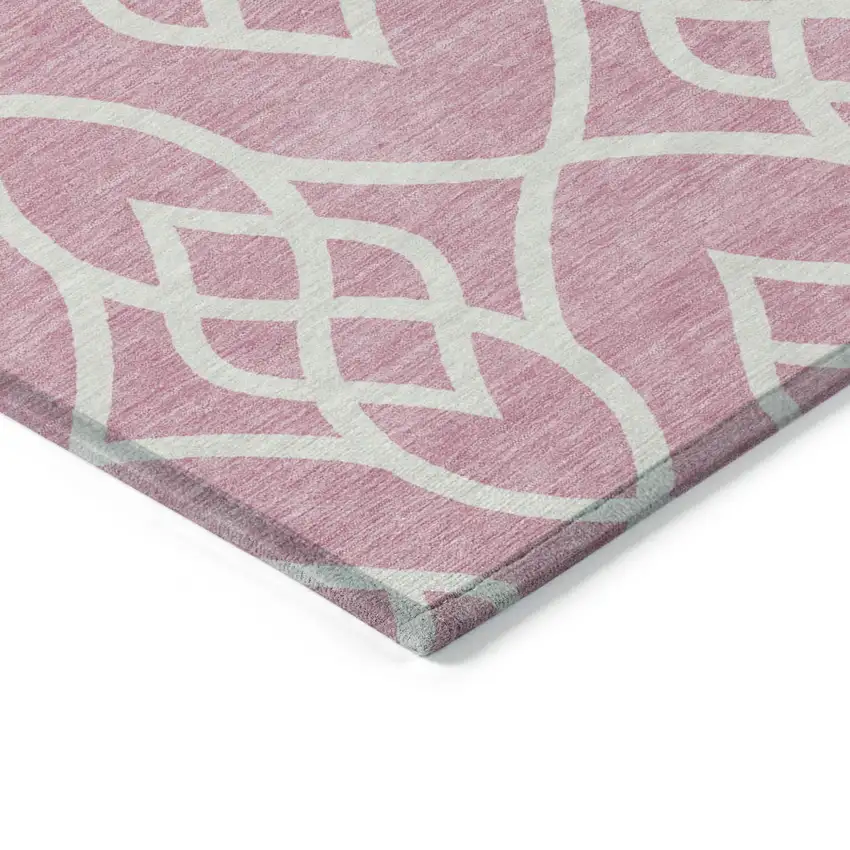 Pink And Ivory Trellis Washable Indoor Outdoor Area Rug Photo 5