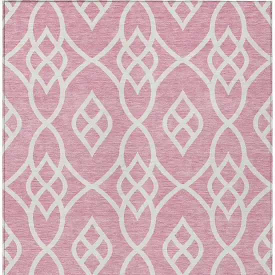 Pink And Ivory Trellis Washable Indoor Outdoor Area Rug Photo 7