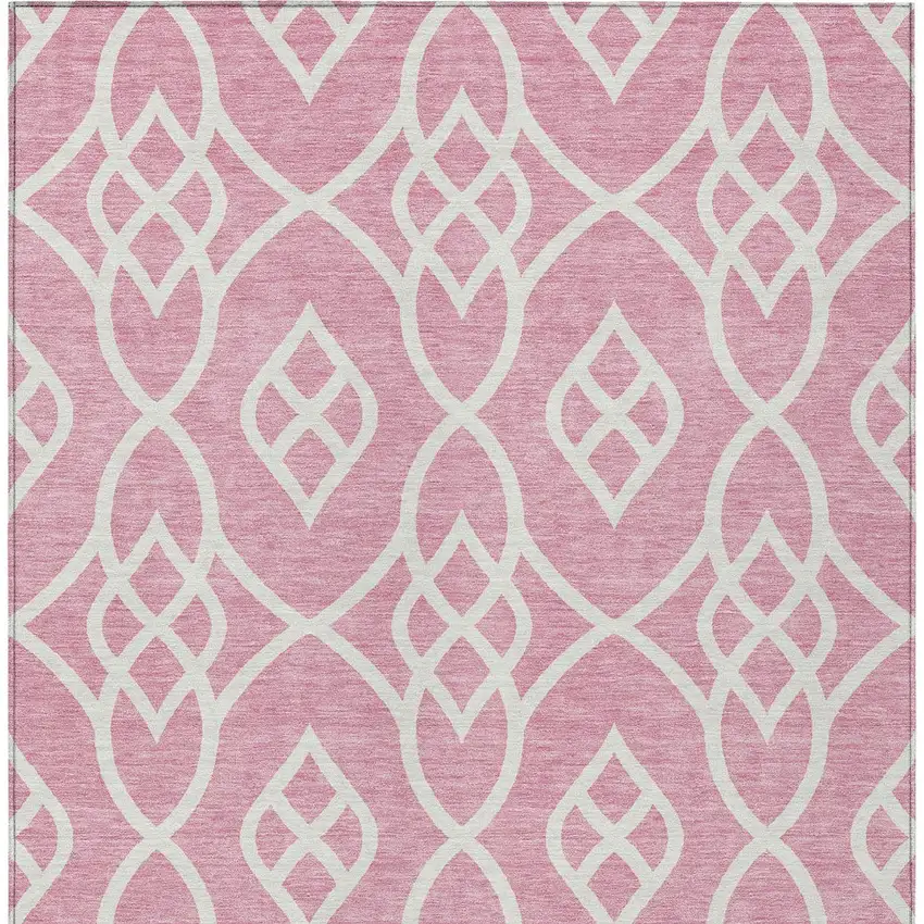 Pink And Ivory Trellis Washable Indoor Outdoor Area Rug Photo 7
