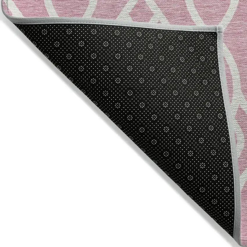 Pink And Ivory Trellis Washable Indoor Outdoor Area Rug Photo 4
