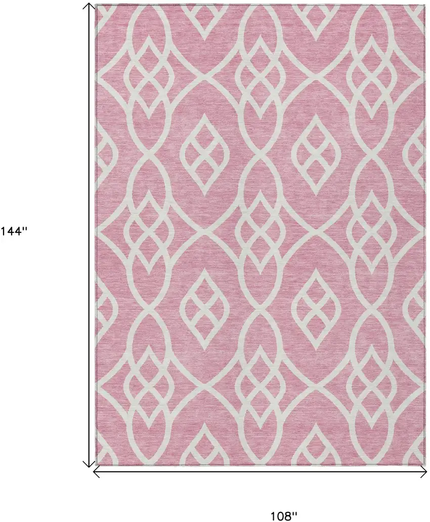 Pink And Ivory Trellis Washable Indoor Outdoor Area Rug Photo 3