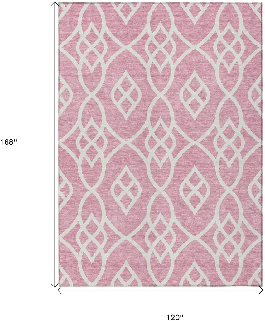 Pink And Ivory Trellis Washable Indoor Outdoor Area Rug Photo 3