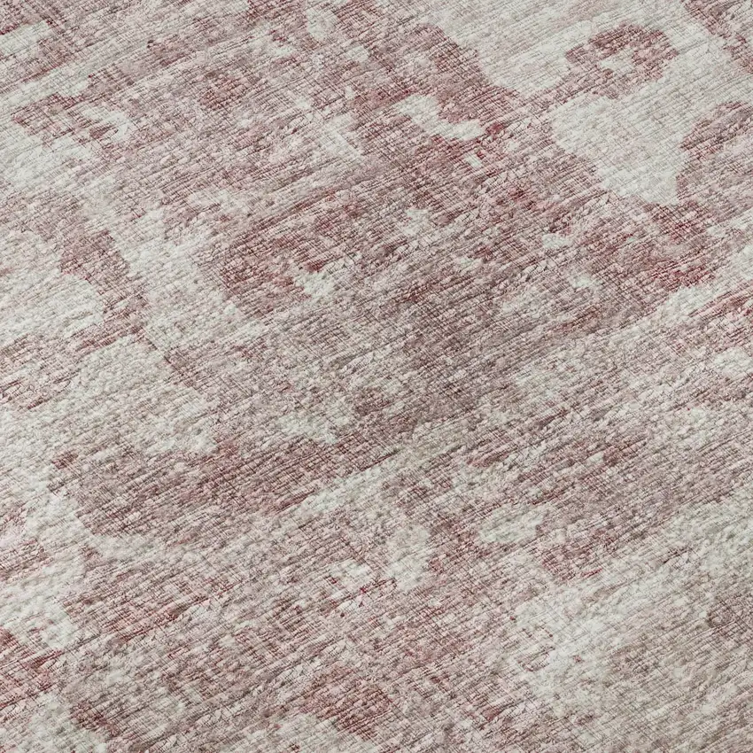 Pink And Ivory Tribal Washable Indoor Outdoor Area Rug Photo 7