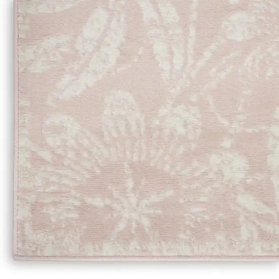 Pink And Ivory Tropical Floral Distressed Area Rug Photo 9