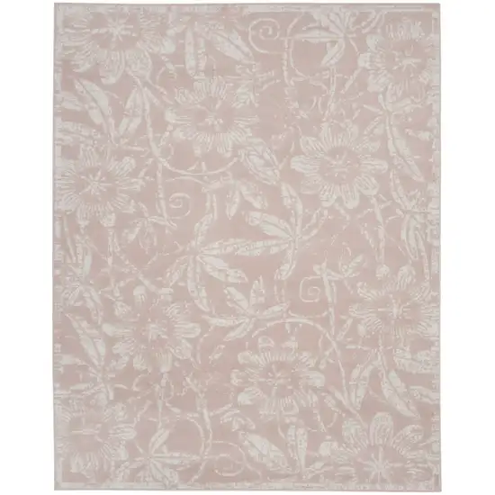Pink And Ivory Tropical Floral Distressed Area Rug Photo 2