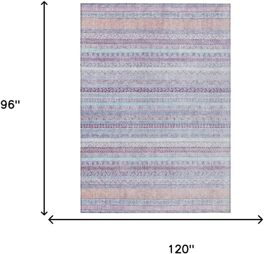 Pink And Lavender Striped Washable Indoor Outdoor Area Rug Photo 7