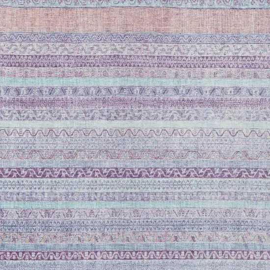 Pink And Lavender Striped Washable Indoor Outdoor Area Rug Photo 3