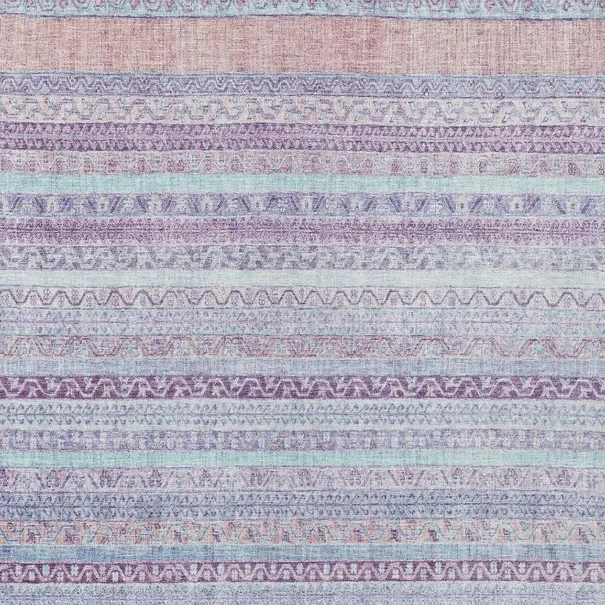 Pink And Lavender Striped Washable Indoor Outdoor Area Rug Photo 3