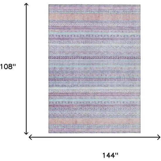 Pink And Lavender Striped Washable Indoor Outdoor Area Rug Photo 7